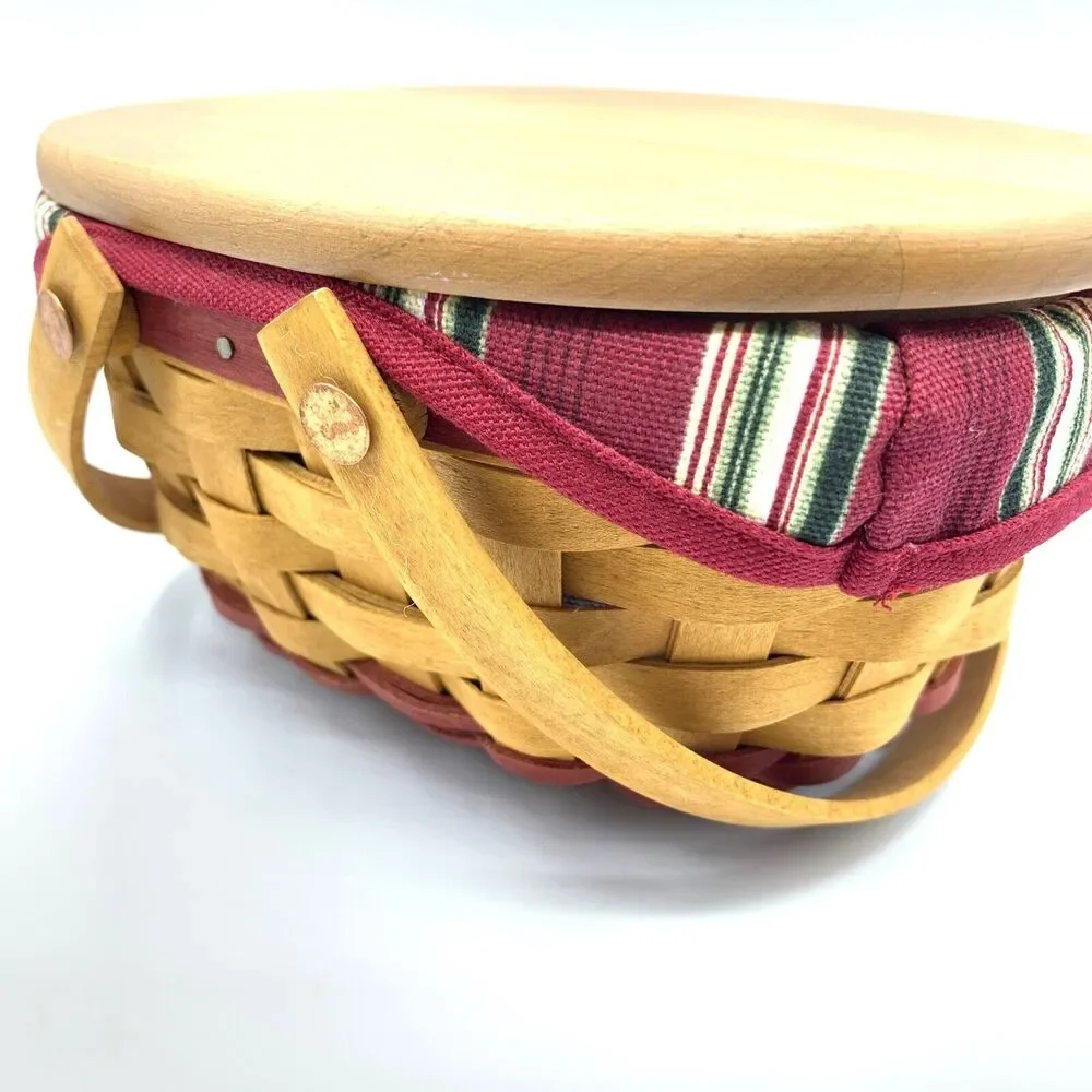 Longaberger 2004 Gumdrop Tree Trimming Limited Basket Fabric Liner Protector Lid